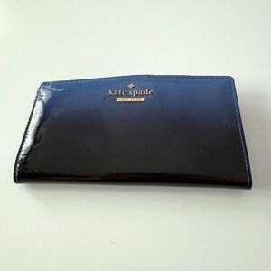 Kate Spade Navy Blue Ombre Patent Leather Wallet
